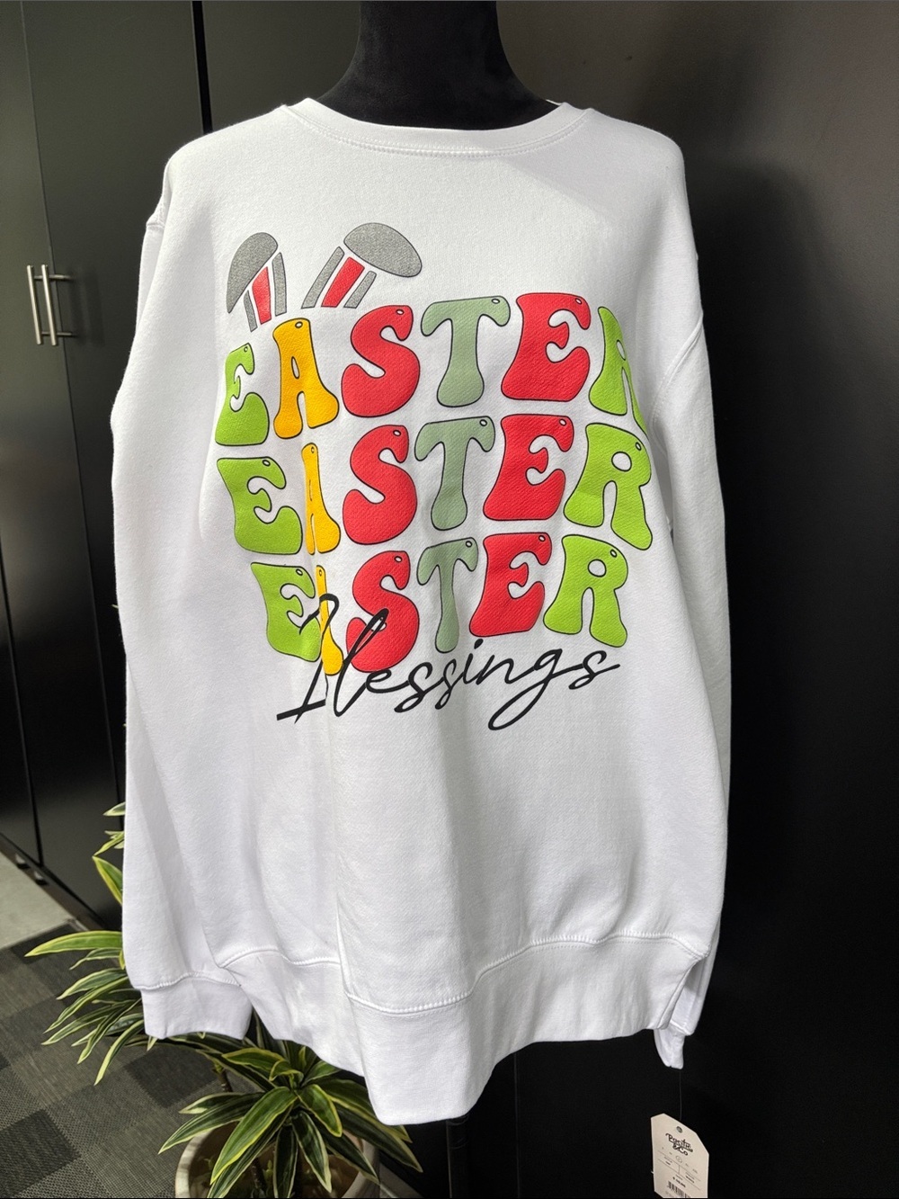 Pacific & Co.Easter Blessings pullover sweatshirt,fleece lined puffy print